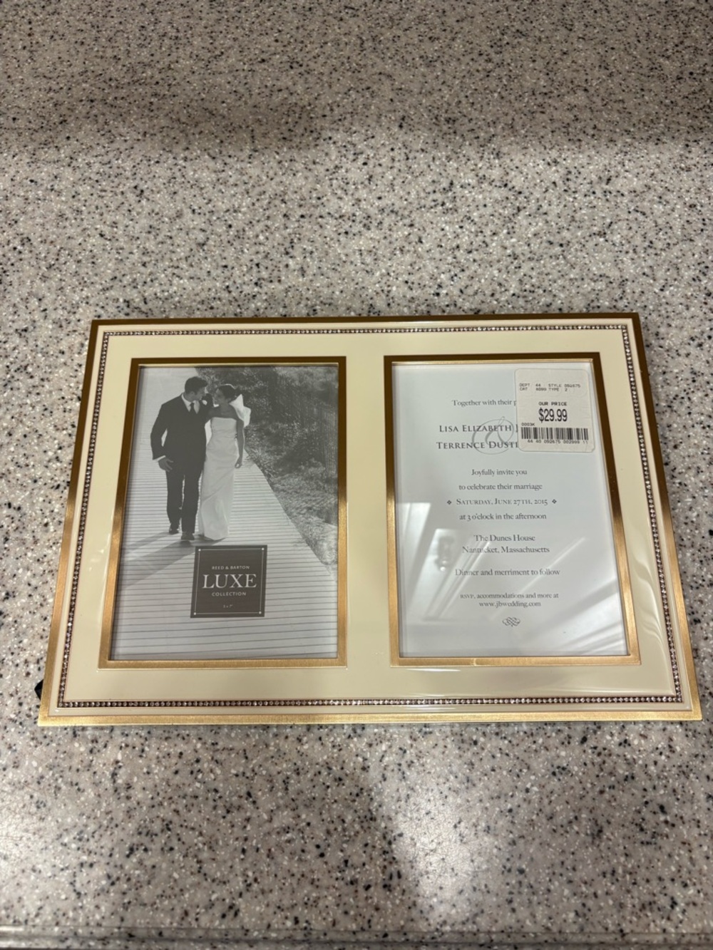 Reed & Barton Gold and Cream Double Photo Frame